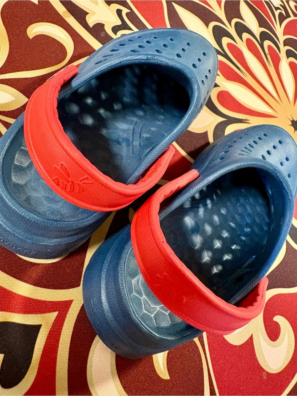Kids Blue Slip-On Clogs with Red Heel Strap